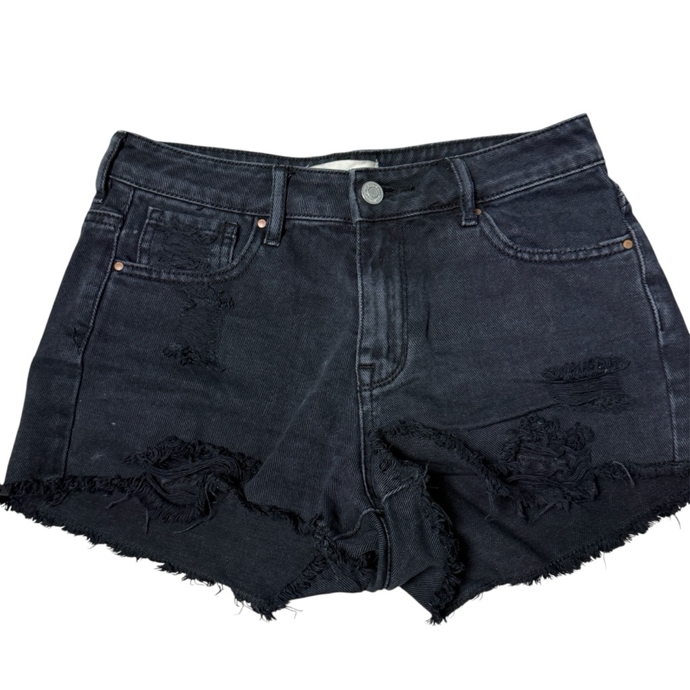 PacSun black jean shorts high rise festival short size 25